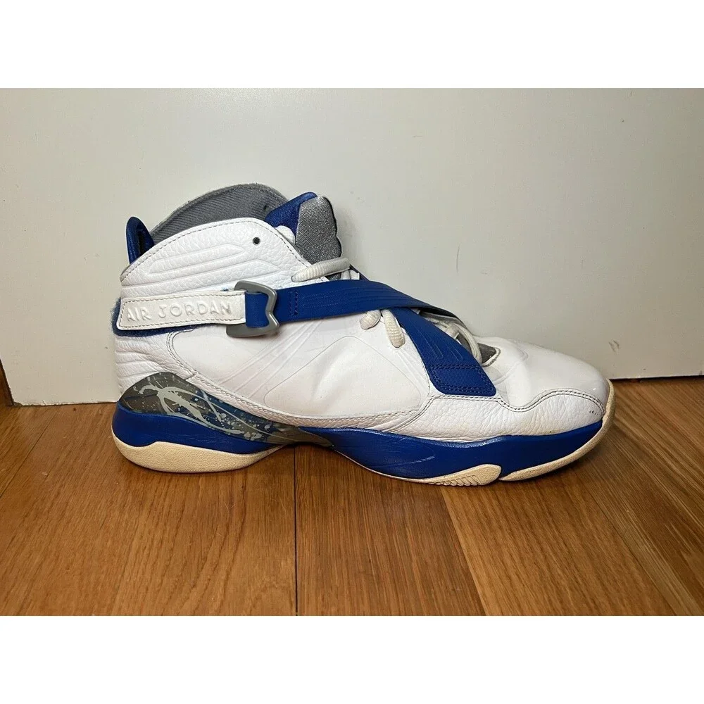 Jordan 8.0 Shoes Mens Size 10.5 White Blue Basketball Sneakers 467807-102